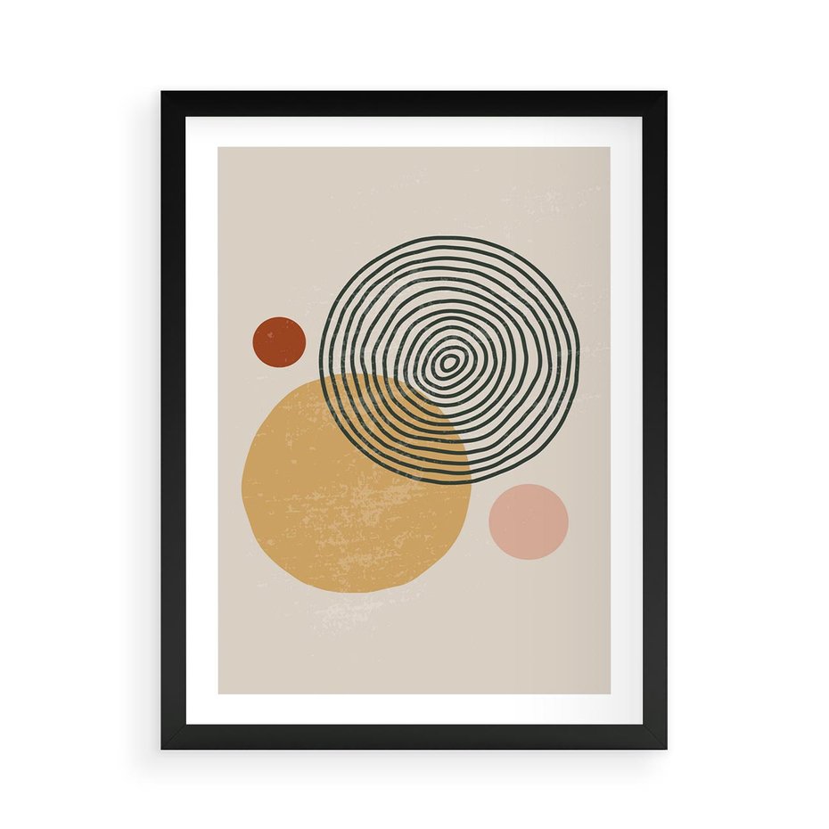 Plakat w ramie 50x70 - Boho Światło - abstrakcyjna sztuka, boho kształty - rama czarna