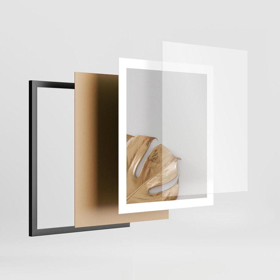 Plakat w ramie 40x50 - Natury Szlachetność - złote, liście - rama czarna