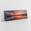 Obraz na płótnie 120x40 - Morze, fale i skały - zachód słońca,