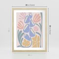 Plakat w ramie 40x50 - Minimalistycznie i Pastelowo - pastelowe kwiaty, na beżowym tle - rama drewno