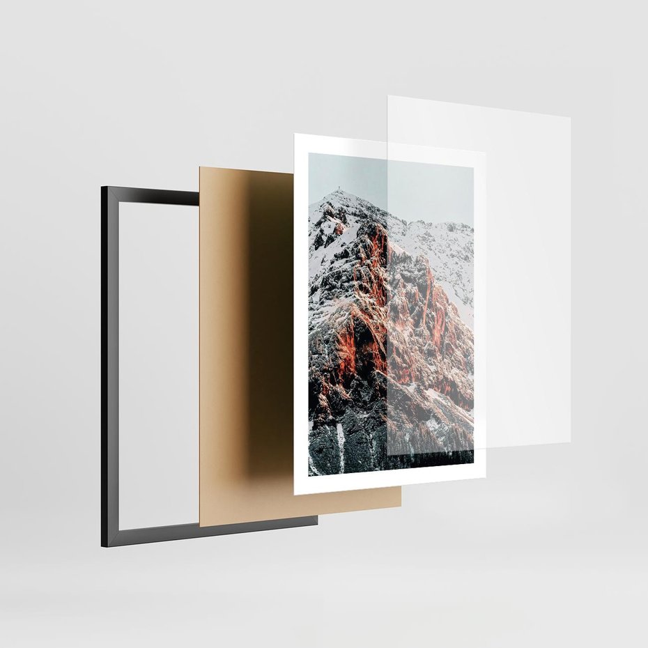 Plakat w ramie 50x70 - Zima na Szczycie - góry, zima - rama czarna