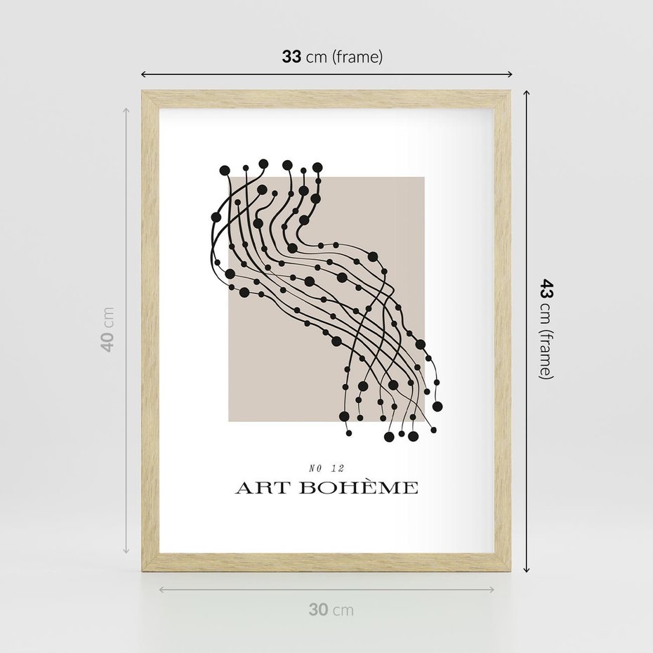 Plakat w ramie 30x40 - Migocące Konstrukcje Abstrakcji - sztuka minimalizmu, biało czarna rycina - rama drewno
