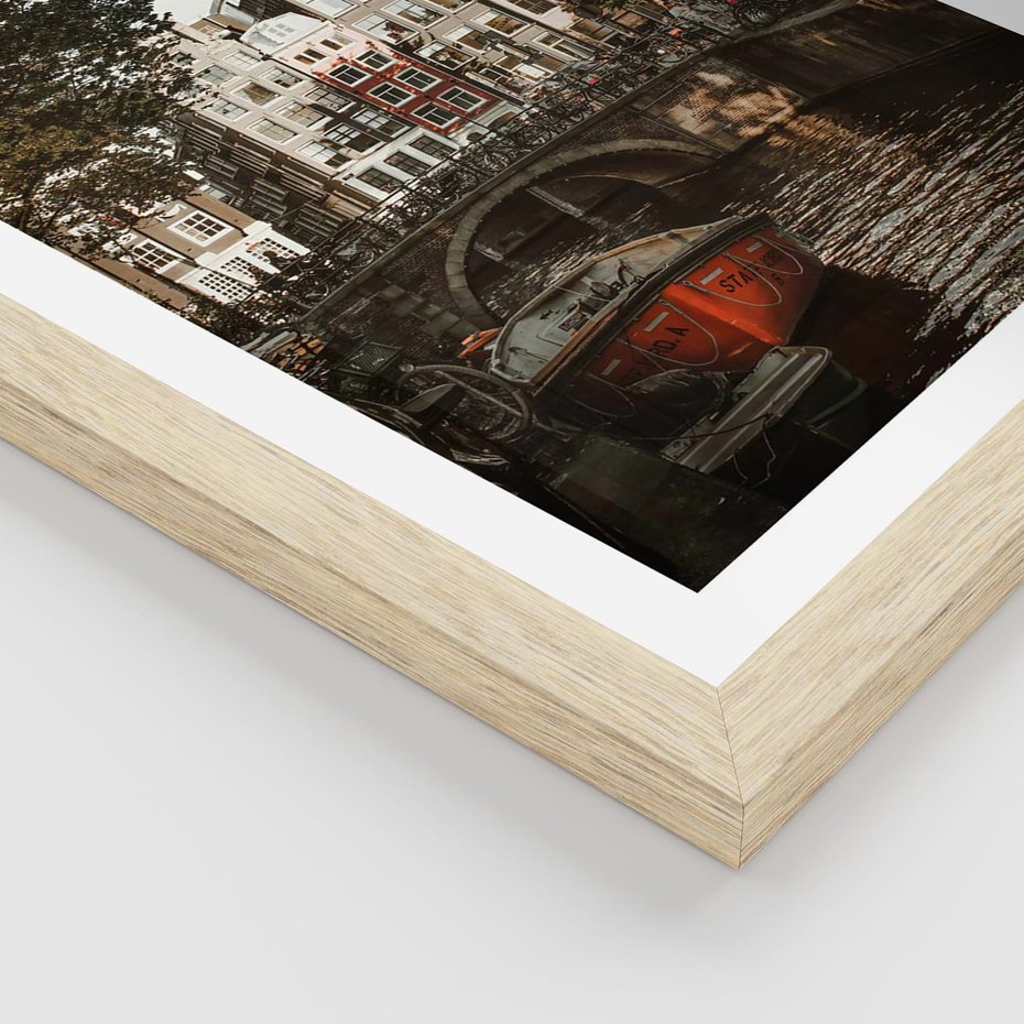 Plakat w ramie 40x50 - Jesienne Uroki Holandii: Kanały i Most - Holandia, kanały - rama drewno