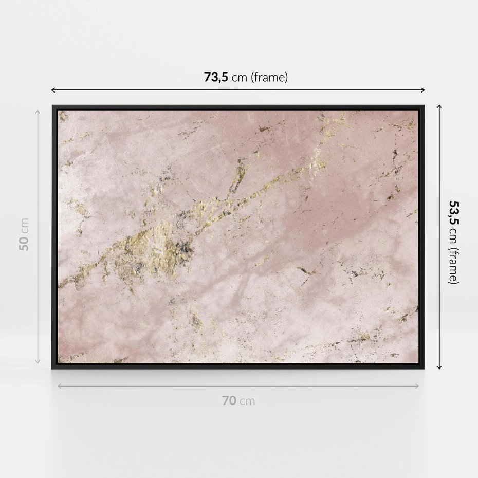 Obraz w ramie 70x50 - Piękno w Szczegółach - marmur, złoto - rama czarna