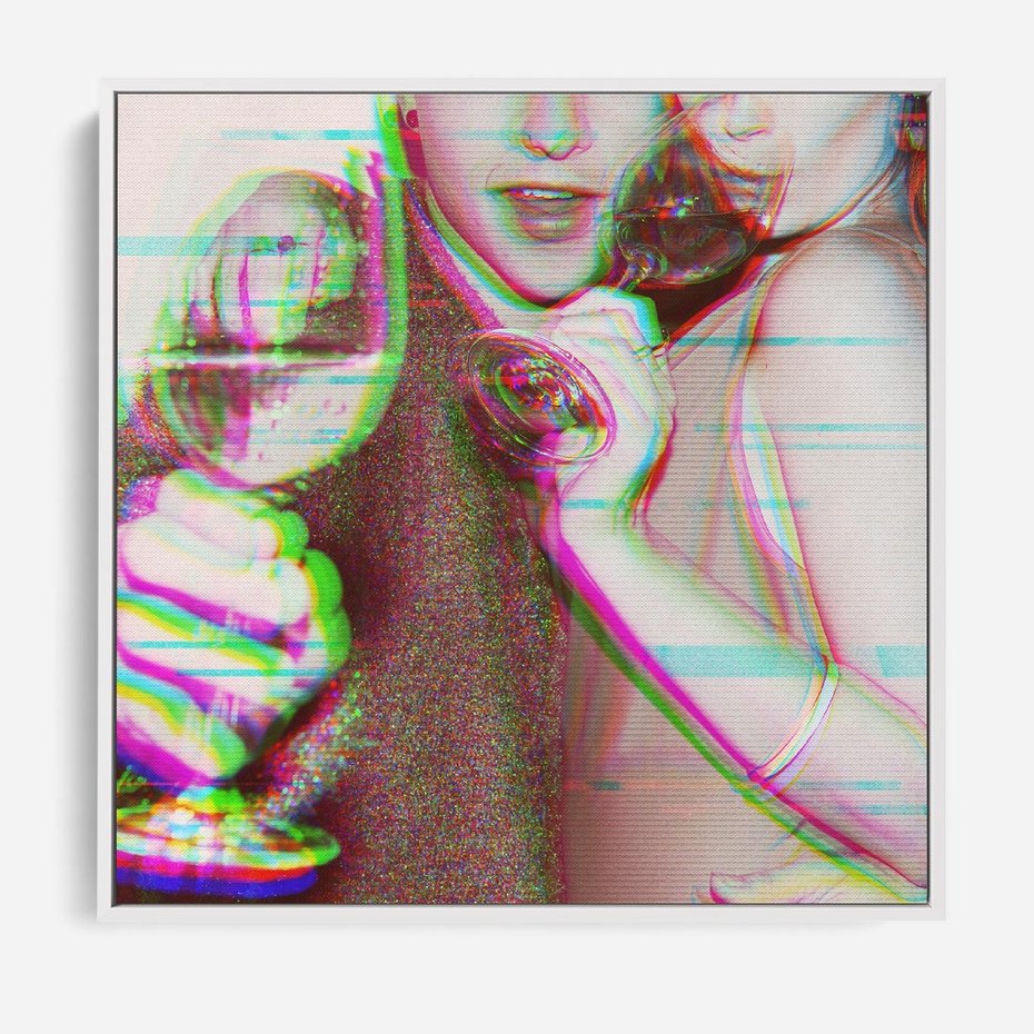 Obraz w ramie 80x80 - Zakochani na Kliszy - zdjecie, stara prześwietlona klisza - rama biała