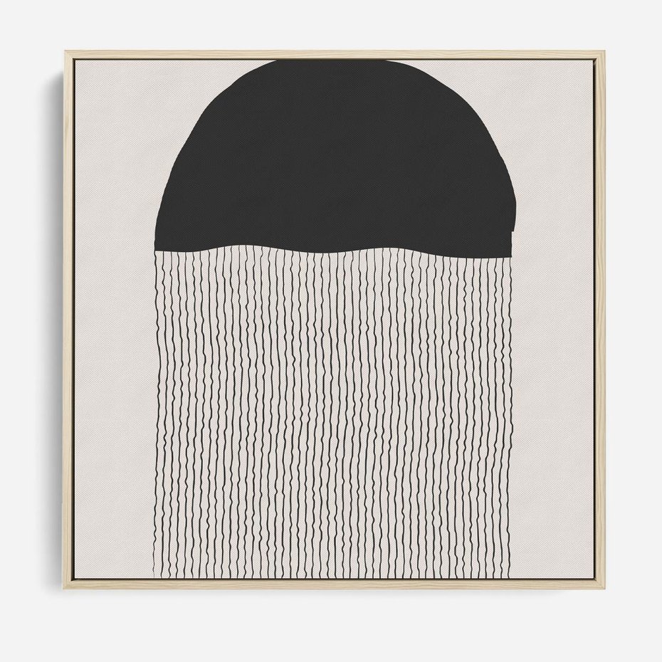 Obraz w ramie 80x80 - Wewnętrzne Widzenia - abstrakcyjna kompozycja, półkole - rama drewno