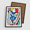 Plakat w ramie 50x70 - Kolory Na Czerni - abstrakcyjne formy, komiksowy styl - rama czarna