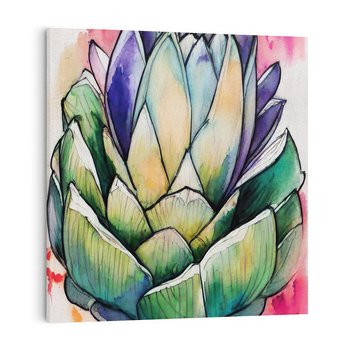 Obraz na płótnie 80x80 - Estetyczna Roślina - abstrakcja, akwarela
