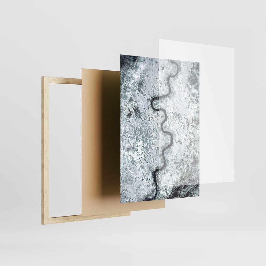 Zestaw obrazy w ramie 30x40 galeria - Góry, zima, śnieg - rama drewno