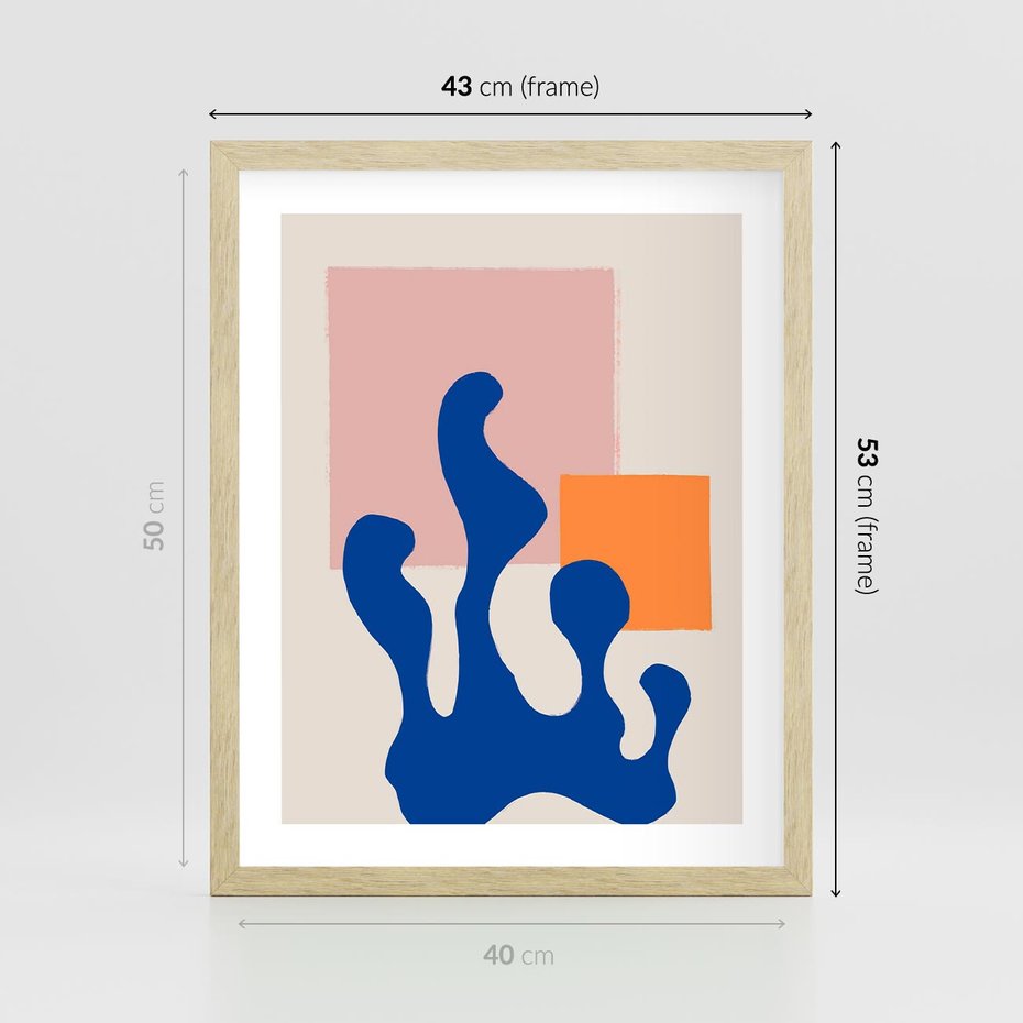 Plakat w ramie 40x50 - Bezgraniczna Galeria Plam - abstrakcja, nowoczesny plakat - rama drewno