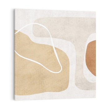 Obraz na płótnie 40x40 - Beżowa Harmonia - abstrakcyjne, nieregularne plamy