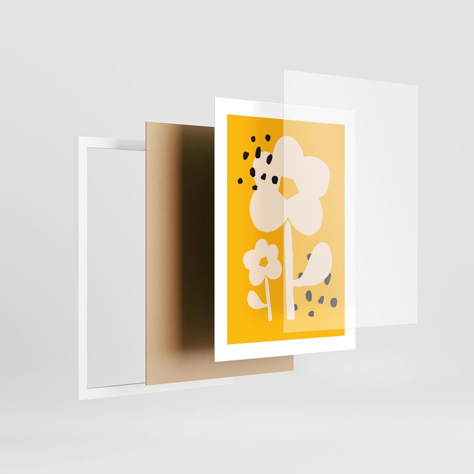 Plakat w ramie 30x40 - Bezgraniczne Impulsy - abstrakcyjny kwiat, plakat - rama biała