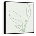 Obraz w ramie 50x50 - Zielona Równowaga Linii - abstrakcyjne delikatne zielone linie, nowoczesny plakat - rama czarna