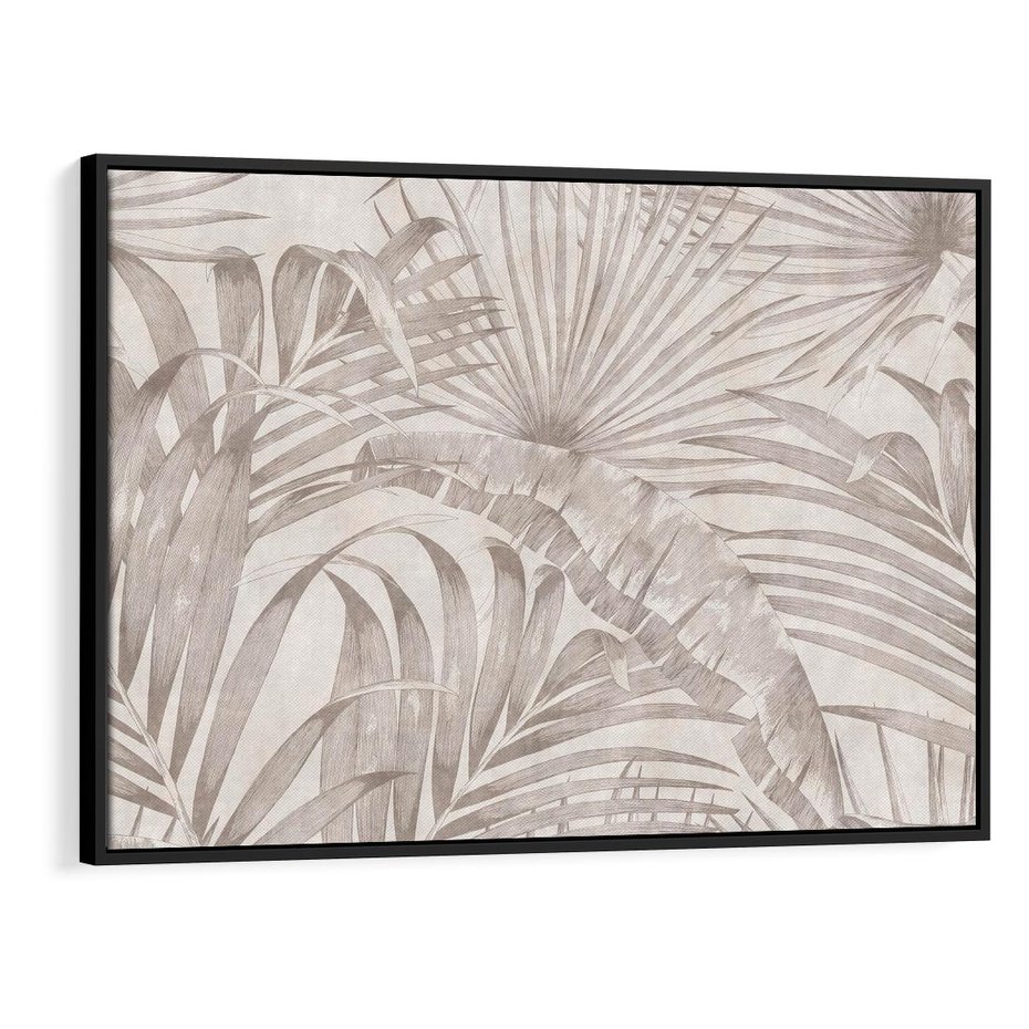 Obraz w ramie 100x70 - Odsłonięte liściowe wspomnienia - monochromatyczne, kolory sepii - rama czarna