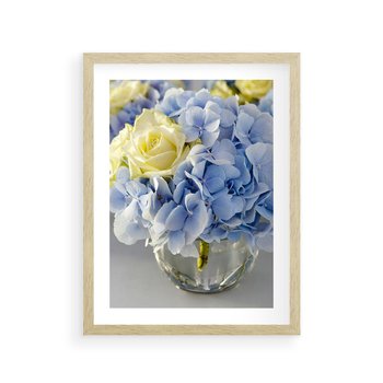 Plakat w ramie 40x50 - Różany Bukiet - bukiet, kwiaty - rama drewno