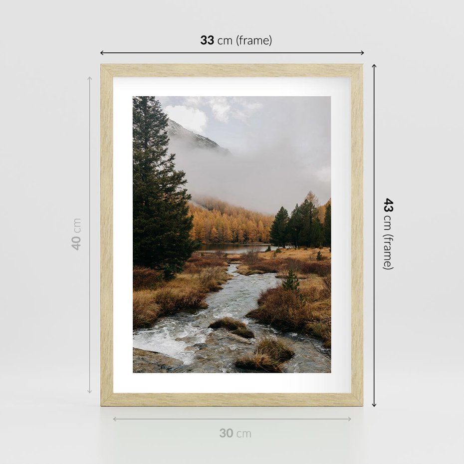 Plakat w ramie 30x40 - W Górskiej Dolinie - artystyczna fotografia, las - rama drewno