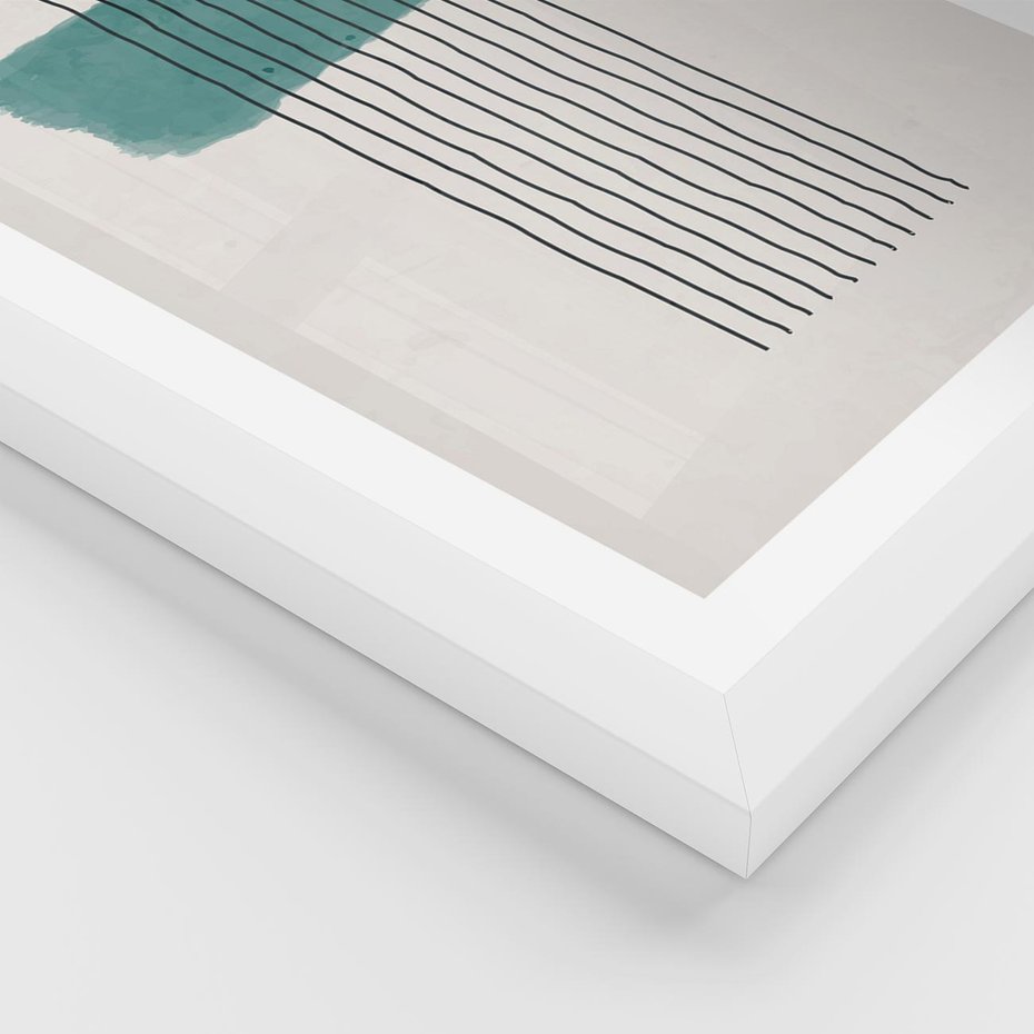 Plakat w ramie 50x70 - Bezczasowe Wspomnienia - abstrakcyjna akwarelowa plama, nieregularne kreski - rama biała