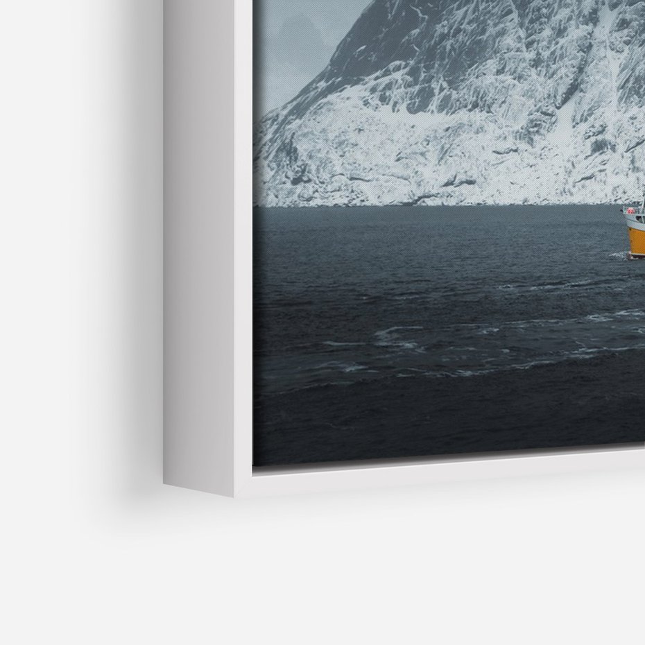 Obraz w ramie 80x120 - Skandynawski pejzaż - skadynawski, pejzaż - rama biała