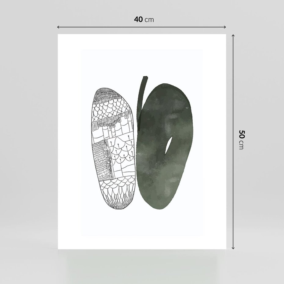 Plakat bez ramy 40x50 - Przesunięte Jabłko - minimalistyczny plakat, jabłko