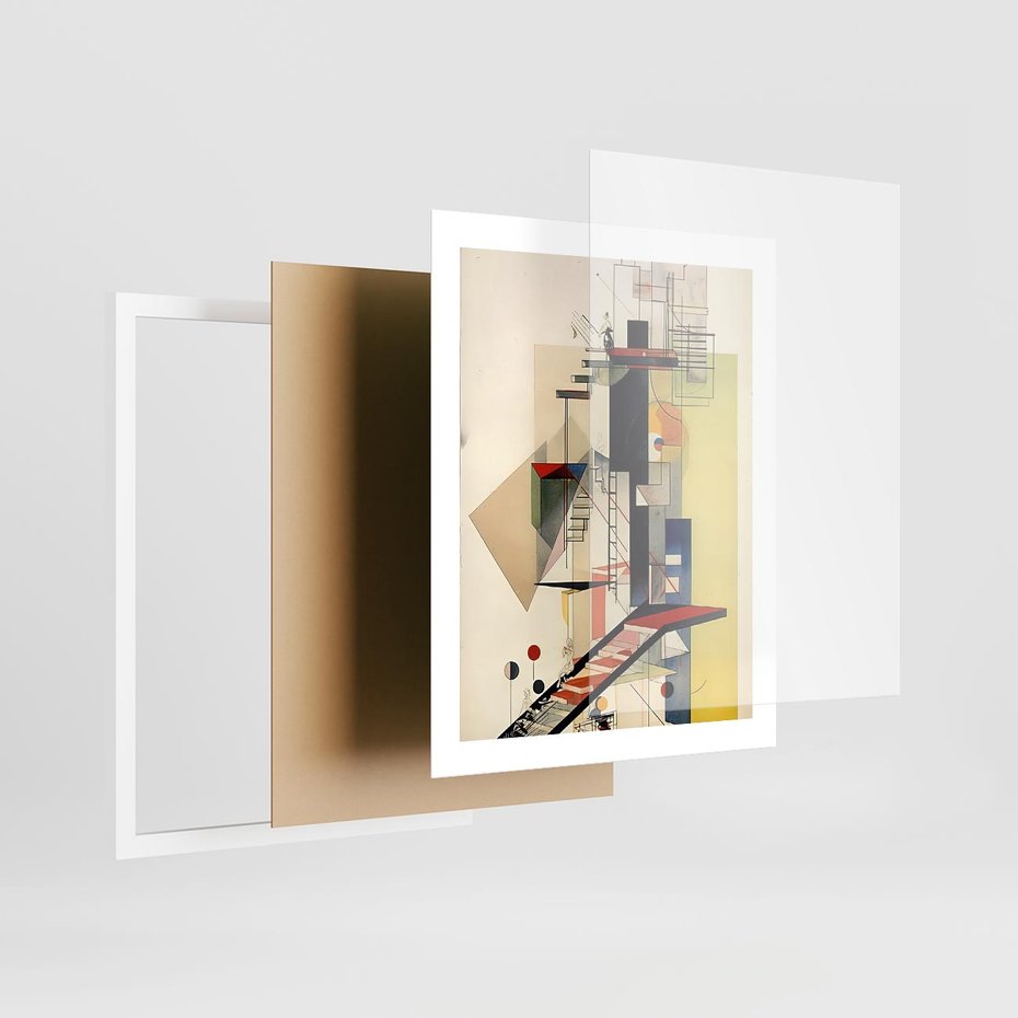 Plakat w ramie 40x50 - Kolorowe Wnętrza Inspiracji - abstrakcyjny obraz, jak kandinsky - rama biała