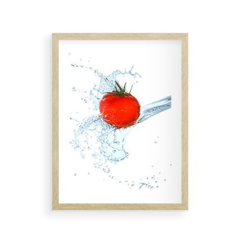 Plakat w ramie 40x50 - Apetyczna KuchniaNowoczesna Ekspresja - pomidor, jedzenie - rama drewno