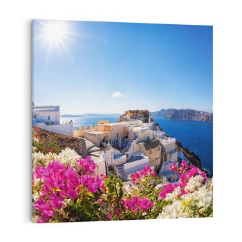 Obraz na płótnie 50x50 - Błękit morza i białe domy - Santorini, Grecja