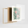 Plakat w ramie 40x50 - Migocące Wzory - abstrakcyjna kompozycja, paprocie - rama drewno