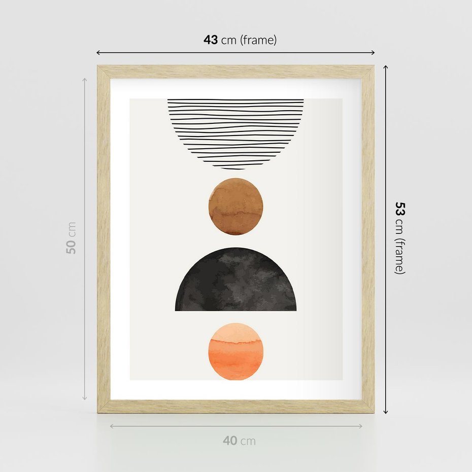 Plakat w ramie 40x50 - Geometryczna Przygoda - nowoczesna grafika, geometria - rama drewno