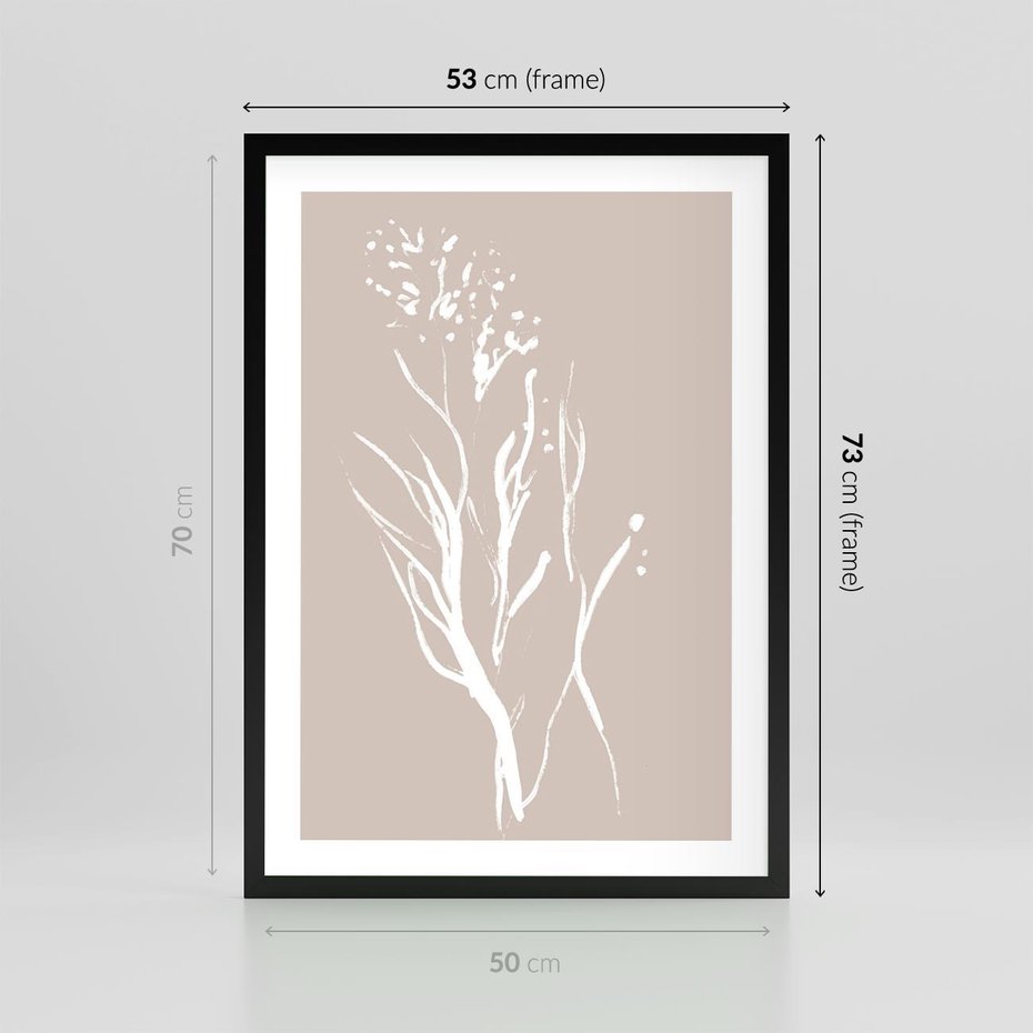 Plakat w ramie 50x70 - Impresje Pastelowych Nastrojów - minimalistyczny delikatny obraz, beżowe odcienie - rama czarna