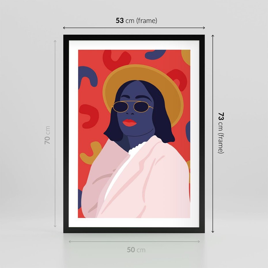 Plakat w ramie 50x70 - Kobieca Przenikliwość - nowoczesny plakat, styl retro - rama czarna