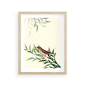 Plakat w ramie 30x40 - Roślinne Nastroje - japońska sztuka, ptak - rama drewno