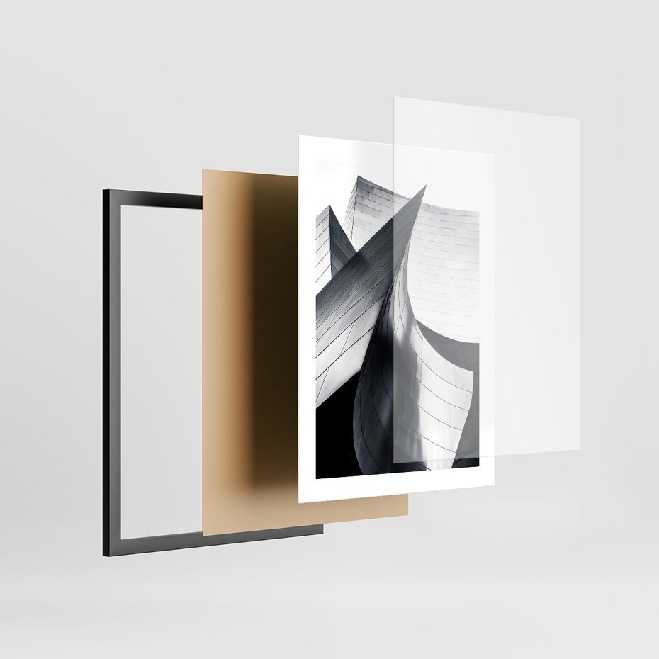 Plakat w ramie 30x40 - Miasto Współczesności - architektura, nowoczesne budynki - rama czarna