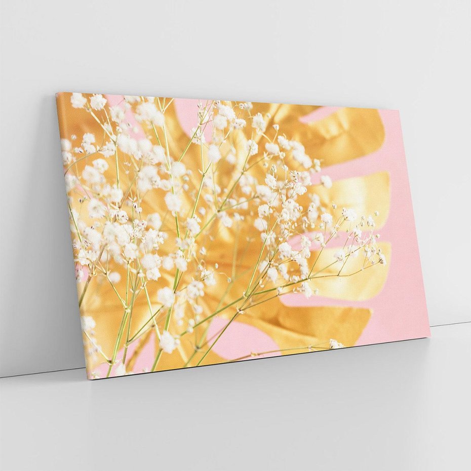 Obraz na płótnie 120x80 - : Elegancja w Złocie - złote, liście