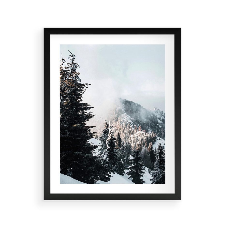 Plakat w ramie 40x50 - Góry, Las i Śnieg na Obrazie - góry, las - rama czarna