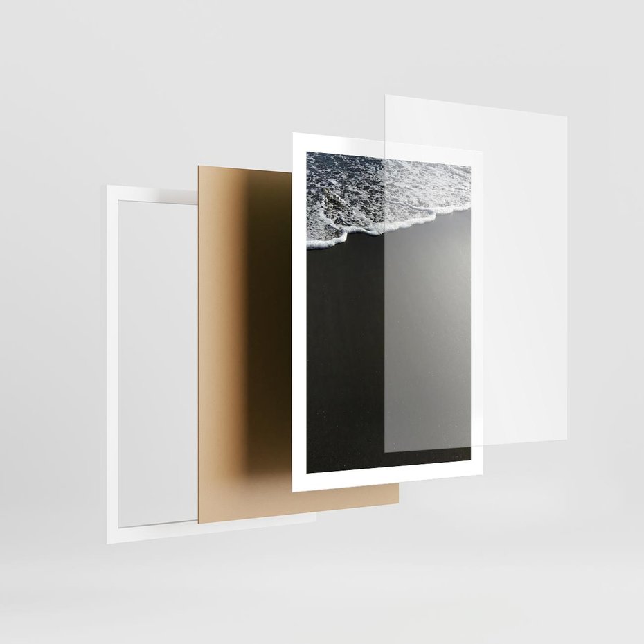 Plakat w ramie 50x70 - Morskie Fale na Plaży - plaża, morskie fale omywają piasek - rama biała