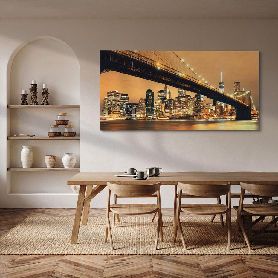 Obraz na płótnie 120x60 - magiczne połączenie miast - most, Nowy Jork