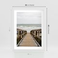 Plakat w ramie 30x40 - Morze i drewniany pomost - morze, pomost - rama biała