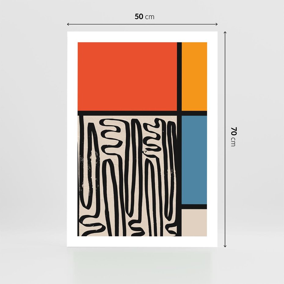 Plakat bez ramy 50x70 - Podróżne Wibracje Serca - abstrakcyjny obraz, proste linie