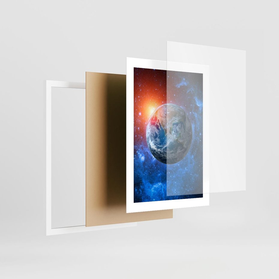 Plakat w ramie 30x40 - Planeta w nieskończoności - ziemia, kosmos - rama biała