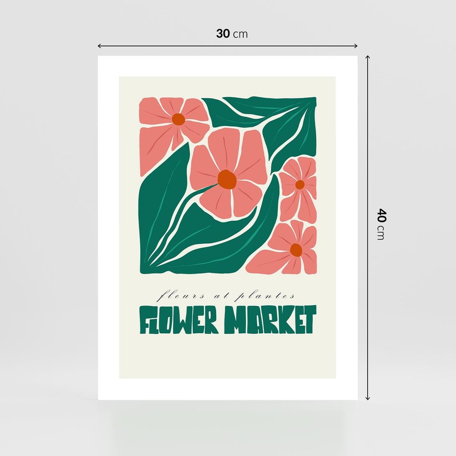 Plakat bez ramy 30x40 - Retro Inspiracja - minimalistyczna kwiatowa kompozycja, pastelowe kolory