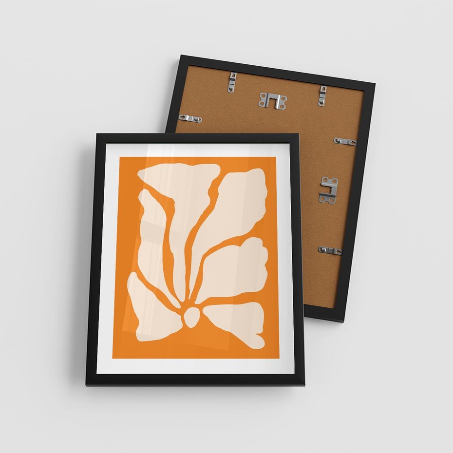 Plakat w ramie 40x50 - Wibracje Barw - abstrakcyjny boho plakat, pomarańczowe tło - rama czarna