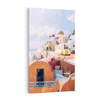 Obraz na płótnie 80x120 - Błękit Morza i Białe Domki - Santorini, wyspa
