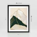 Plakat w ramie 40x50 - Minimalistyczne Góry: Złota Sztuka Natury - minimalistyczna grafika, góry - rama czarna
