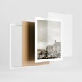 Plakat w ramie 40x50 - Kamienny Dom w Odcieniach Sepii - stary kamienny dom, odcienie sepii - rama biała