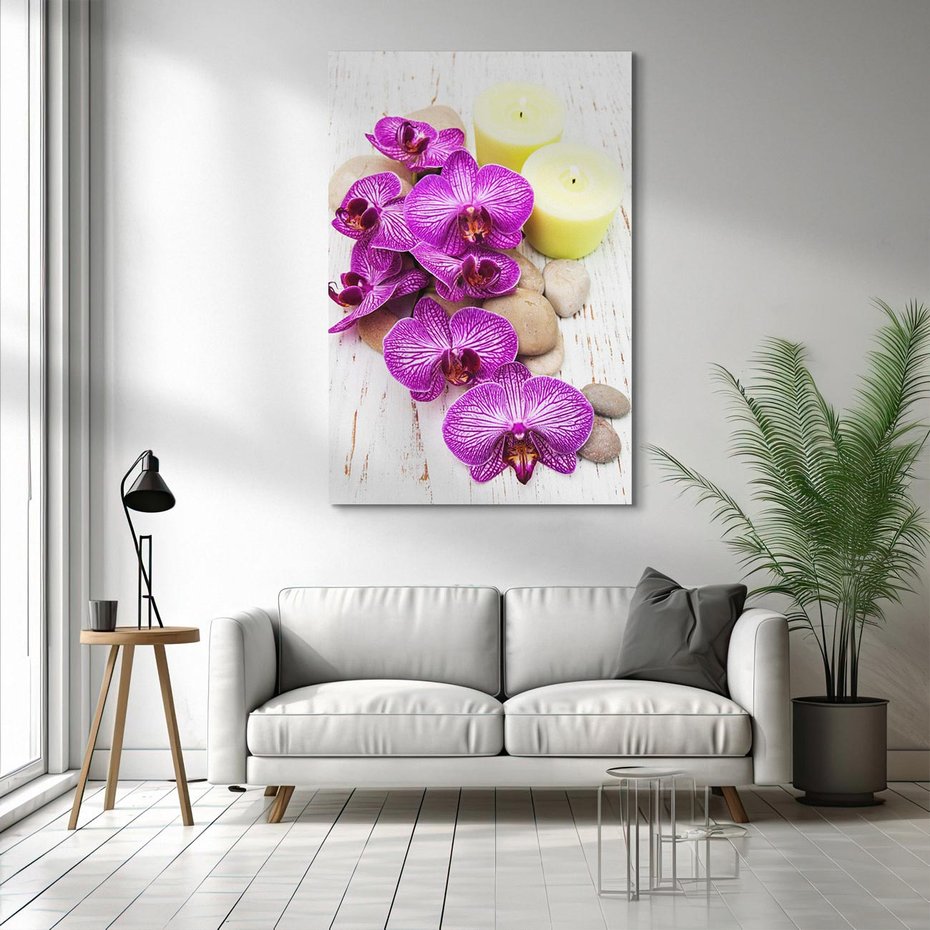 Obraz na płótnie 70x100 - Relaksujące spa w otoczeniu orchidei - spa, świece