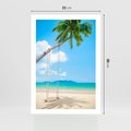 Plakat bez ramy 21x30 - Hawajska palma i huśtawka na plaży - palma, huśtawka