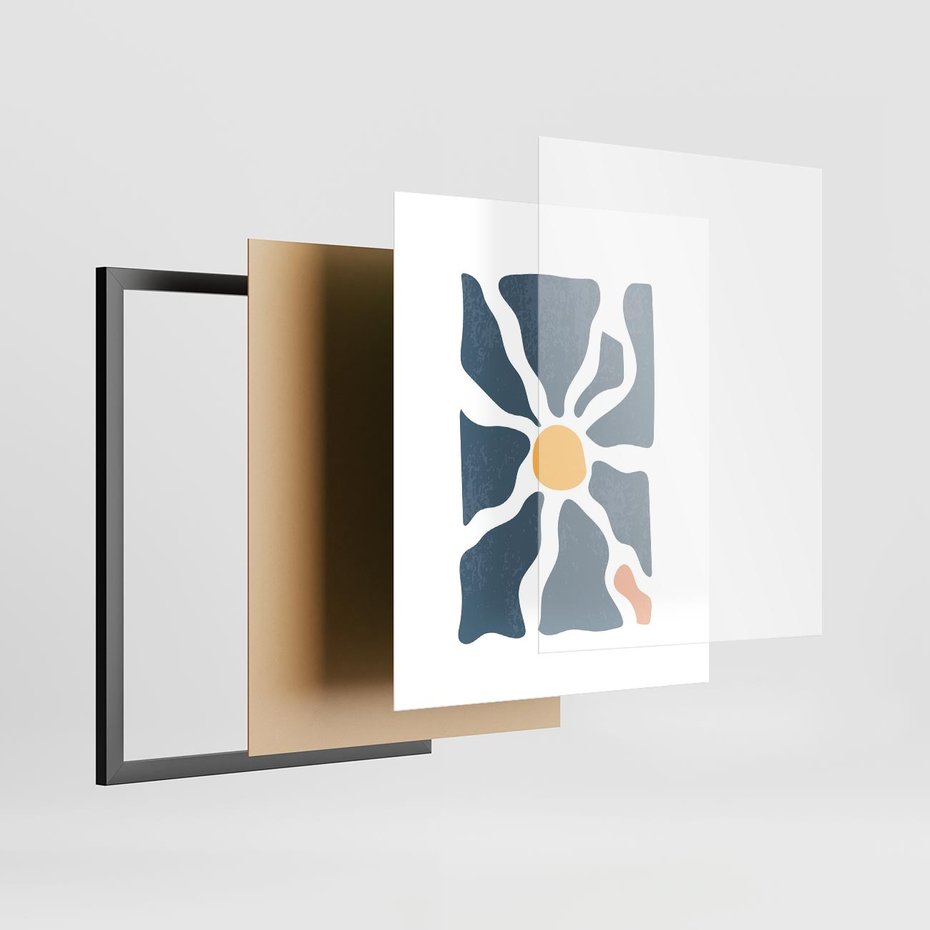 Plakat w ramie 40x50 - Kwiatowy Rezonans - nowoczesna kwiatowa grafika, styl retro - rama czarna