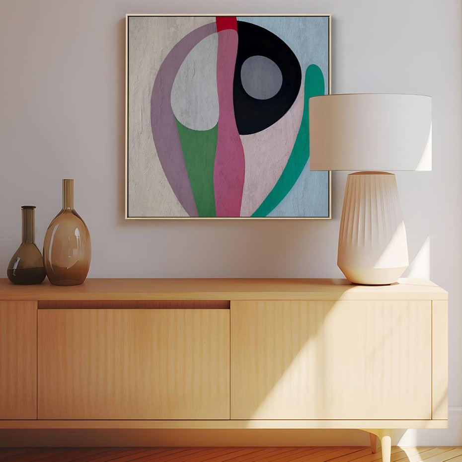 Obraz w ramie 50x50 - Wibracje Kolorów Marzeń - abstrakcyjne dziwne kształty, olejny obraz - rama drewno