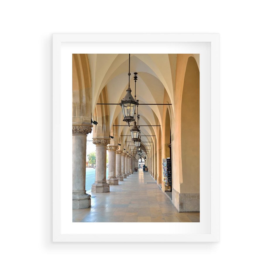 Plakat w ramie 40x50 - Uliczka w perspektywie czasu - uliczka, perspektywa - rama biała