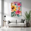 Obraz na płótnie 50x70 - Kwiatowy Impuls Kolorów - abstrakcyjne kolorowe kwiaty, szkic